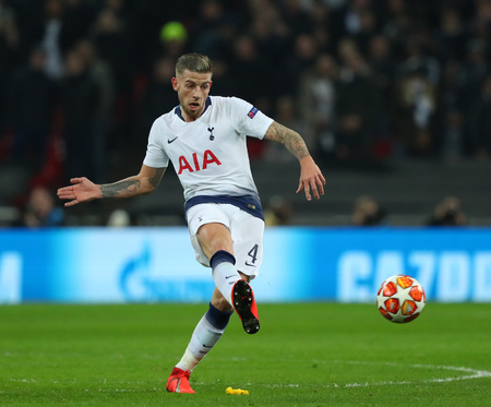 LONDON, ENGLAND - FEBRUARY 13 2019: Toby Alderweireld of Tottenham during the Champions League match between Tottenham Hotspur and Borussia Dortmund at Wembley Stadium, London.のeditorial素材