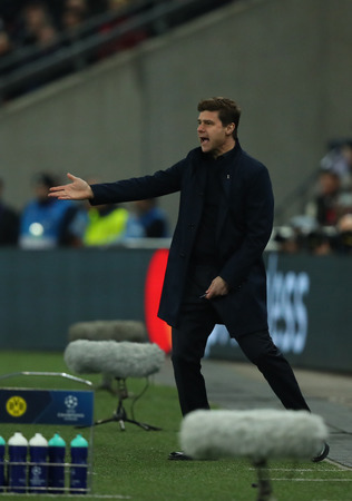 LONDON, ENGLAND - FEBRUARY 13 2019: Mauricio Pochettino manager of Tottenham during the Champions League match between Tottenham Hotspur and Borussia Dortmund at Wembley Stadium, London.のeditorial素材
