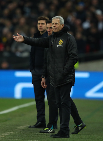 LONDON, ENGLAND - FEBRUARY 13 2019: Lucien Favre Manager of Dortmund during the Champions League match between Tottenham Hotspur and Borussia Dortmund at Wembley Stadium, London.のeditorial素材