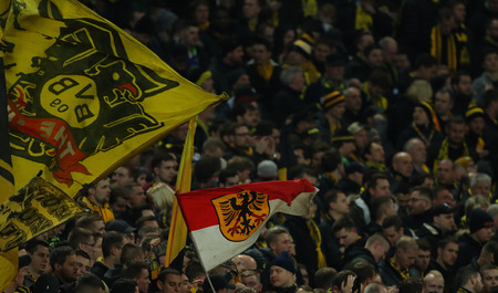 LONDON, ENGLAND - FEBRUARY 13 2019: A general view during the Champions League match between Tottenham Hotspur and Borussia Dortmund at Wembley Stadium, London.のeditorial素材