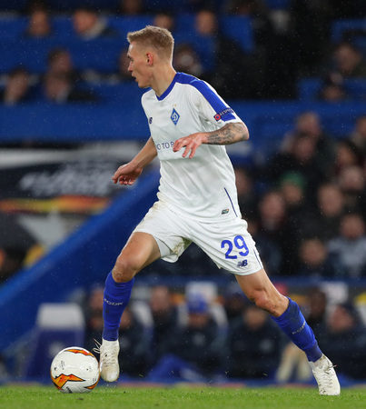 LONDON, ENGLAND - MARCH 7 2019: Vitaliy Buyalskyy of Dynamo Kiev  during the Europa League match between Chelsea and Dynamo Kyiv at Stamford Bridge.のeditorial素材