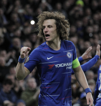 LONDON, ENGLAND - MARCH 7 2019: David Luiz of Chelsea during the Europa League match between Chelsea and Dynamo Kyiv at Stamford Bridge.のeditorial素材