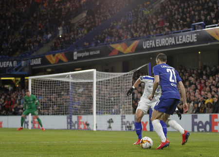 LONDON, ENGLAND - MARCH 7 2019: Davide Zappacosta of Chelsea during the Europa League match between Chelsea and Dynamo Kyiv at Stamford Bridge.のeditorial素材