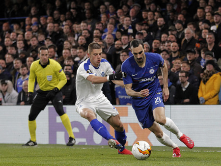 LONDON, ENGLAND - MARCH 7 2019: Davide Zappacosta of Chelsea during the Europa League match between Chelsea and Dynamo Kyiv at Stamford Bridge.のeditorial素材