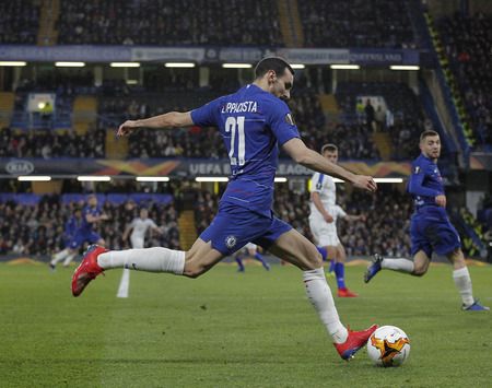 LONDON, ENGLAND - MARCH 7 2019: Davide Zappacosta of Chelsea during the Europa League match between Chelsea and Dynamo Kyiv at Stamford Bridge.のeditorial素材
