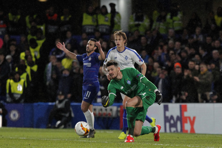 LONDON, ENGLAND - MARCH 7 2019: Denys Boyko of Dynamo Kiev during the Europa League match between Chelsea and Dynamo Kyiv at Stamford Bridge.のeditorial素材