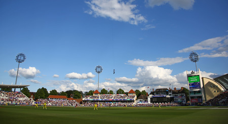 NOTTINGHAM, ENGLAND. 06 JUNE 2019: A general view of the ground during the Australia against West Indies, ICC Cricket World Cup match, at Trent Bridge, Nottingham, England.のeditorial素材
