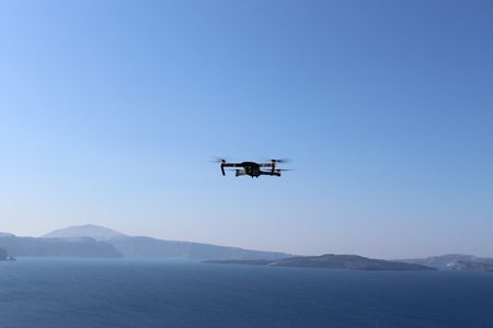 Drone Filming View of Santorni Island Mountainsの写真素材