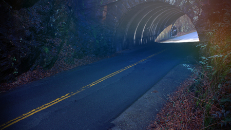 Abstract Colors and Perspective Street Photography of a Long Empty Street Tunnel.の写真素材