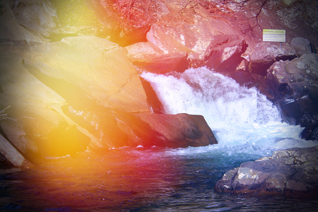 Colorful Lens Flares on a  River Rapids in the Smokey Mountains Park.の写真素材