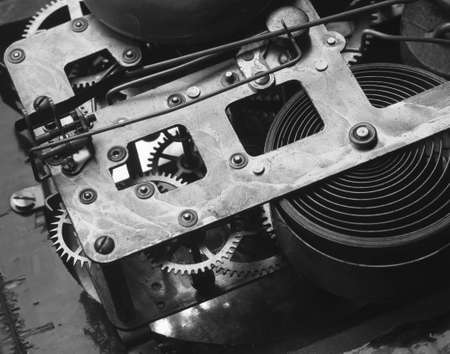 Inner workings of antique clockの写真素材
