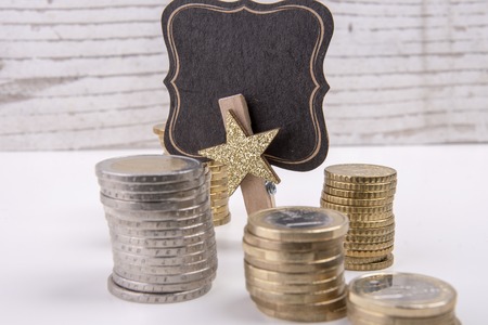 empty label with star and euro coins