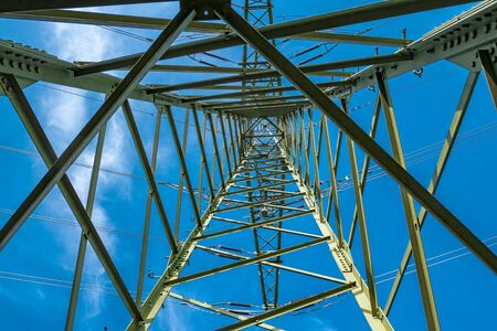 High voltage pylon Steel scaffoldingの写真素材