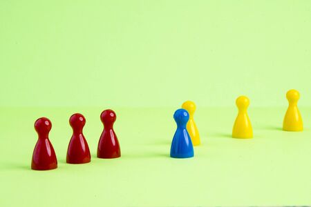 Rules of conduct with red, blue and yellow figuresの写真素材