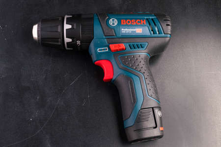 Wood twist drill assortment with cordless screwdriverの写真素材