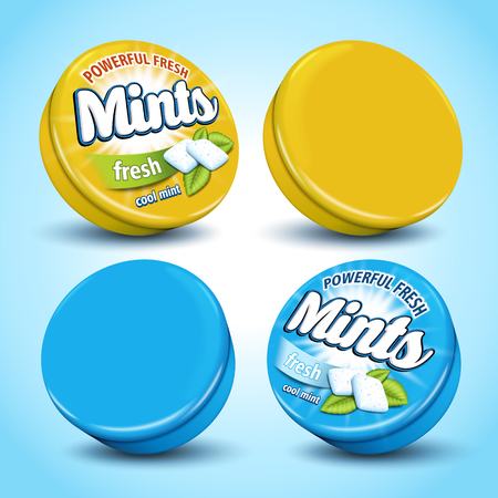 Mint flavor chewing gum package design, 3d illustrationのイラスト素材