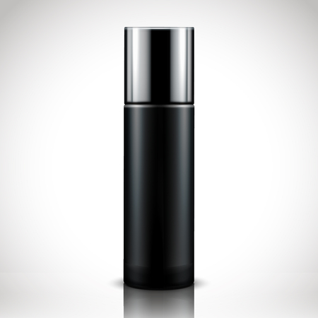 Blank black color cosmetic bottle, can be used as design element, isolated white background, 3d illustrationのイラスト素材