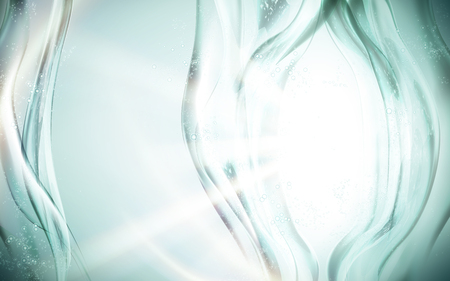 Refreshing water flow special effect, lighted aquamarine background, 3d illustrationのイラスト素材