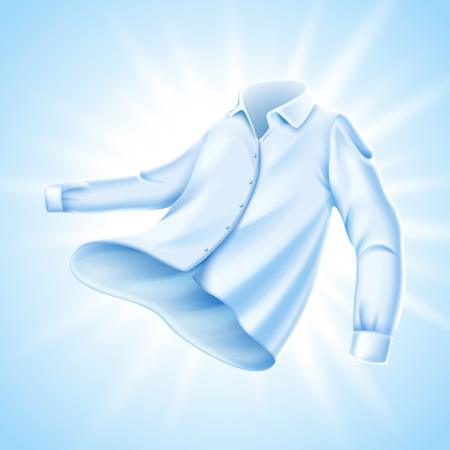 Soft comfortable shirt with light shining on it, isolated light blue background 3d illustrationのイラスト素材