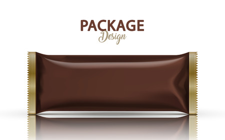 Blank foil package design, food container mockup template in 3d illustration in brown colorのイラスト素材