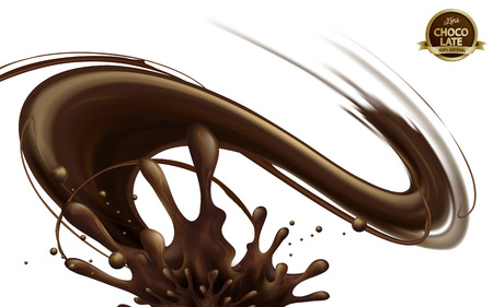 Flowing chocolate sauce isolated on white background in 3d illustrationのイラスト素材