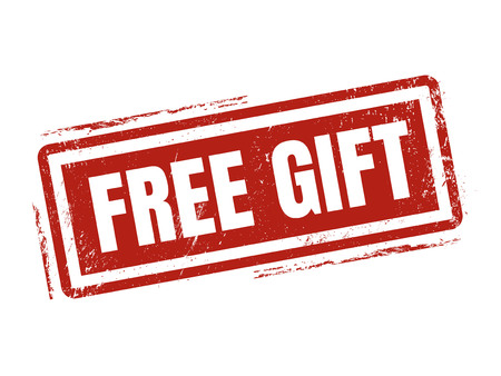 free gift in red stamp style, stamped on white backgroundのイラスト素材