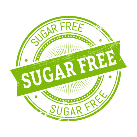 sugar free text, green color round stamper illustrationのイラスト素材