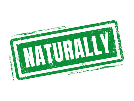 naturally in green stamp style, stamped on white backgroundのイラスト素材