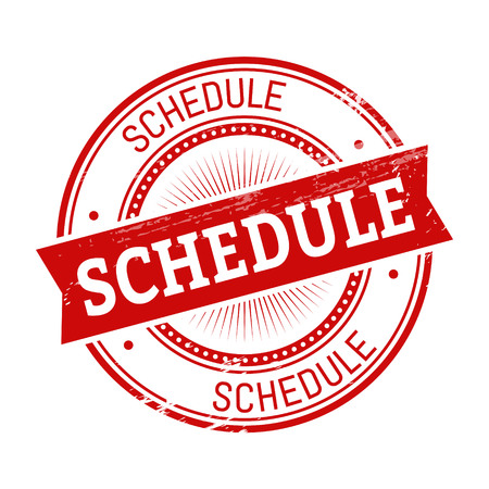 schedule text, red color round stamper illustrationのイラスト素材