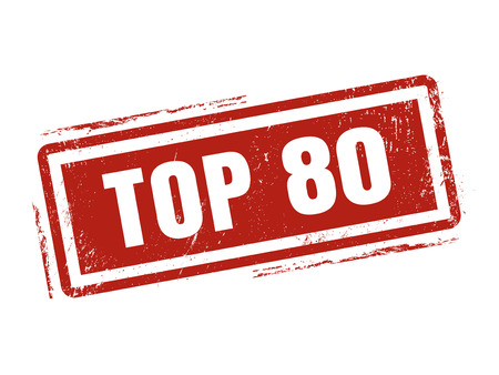 top 80 in red stamp style, stamped on white backgroundのイラスト素材