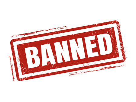 banned in red stamp style, stamped on white backgroundのイラスト素材