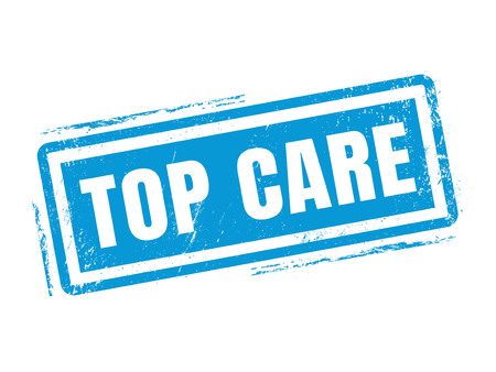 top care in blue stamp style, stamped on white backgroundのイラスト素材