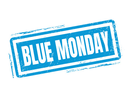 blue monday in blue stamp style, stamped on white backgroundのイラスト素材