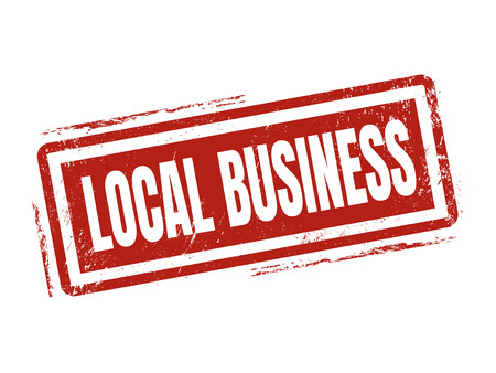 local business in red stamp style, stamped on white backgroundのイラスト素材