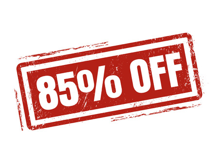 85 percent off in red stamp style, stamped on white backgroundのイラスト素材
