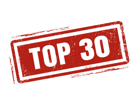 top 30 in red stamp style, stamped on white backgroundのイラスト素材