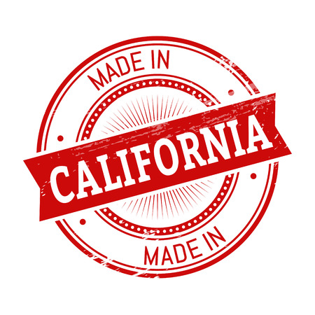 made in California text, red color round stamper illustrationのイラスト素材