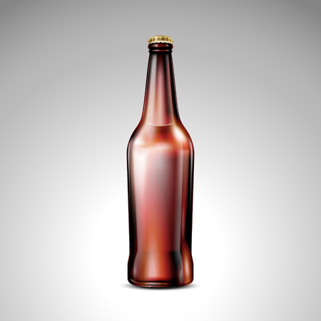 Isolated brown glass bottle, blank glass mockup without label in 3d illustrationのイラスト素材