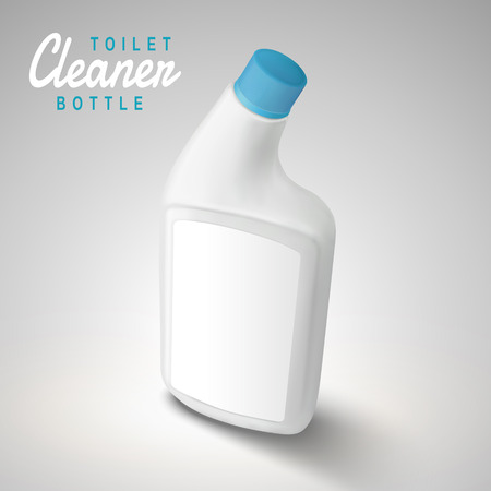 Blank toilet cleaner bottle, white container mockup in 3d illustrationのイラスト素材