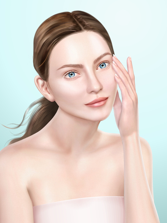 Elegant model portrait, attractive woman for medical or cosmetic ads use in 3d illustrationのイラスト素材