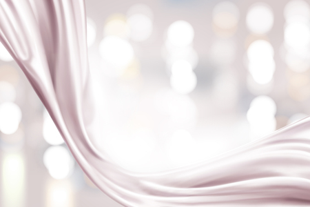 Pink pearl satin, smooth fabric on shimmering bokeh background in 3d illustrationのイラスト素材