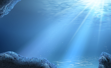 Tranquil underwater scene with sunlight in 3d illustrationのイラスト素材