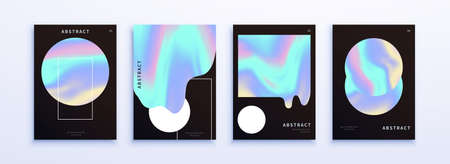 Cover template set with holographic gradient design, for brochure, presentation, flyer and booklet...