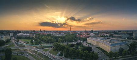 Aerial view of the city - Wroclaw, Polandの写真素材