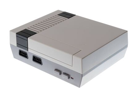 Retro 8bit no brand gaming console isolated on white