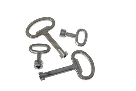 Set of small and large electrical enclosure box double bit keys, isolated on white backgroundの写真素材