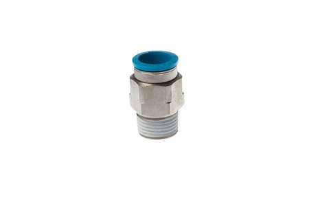 VARNA, BULGARIA - MARCH 21, 2020: FESTO pneumatic straight steel fitting with thread, isolated on...