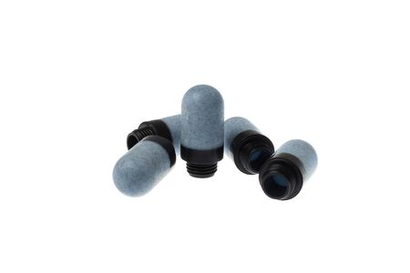 Pneumatic silencers for compressed air, 1/4" thread, made from plastic, isolated on whiteの写真素材