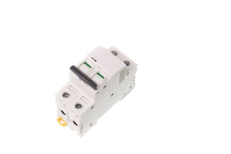 Side view of an automatic circuit breaker, isolated on white backgroundの写真素材