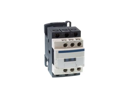 Electromagnetic contactor for three phase voltage, isolated on white backgroundの写真素材